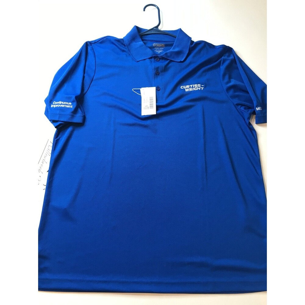 NWT Curtiss Wright Logo Blue Lightweight Polo Golf Shirt Mens Large